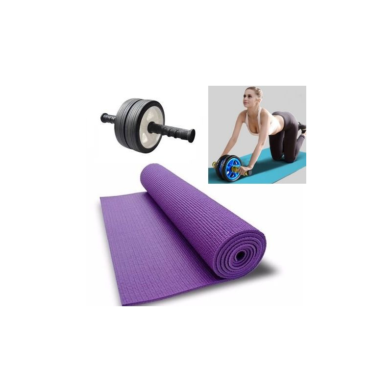 Colchoneta Mat Yoga Pilates + Rueda Abdominal