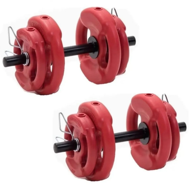 Set Mancuernas Con Topes + 30 Kg En Discos Con Manija