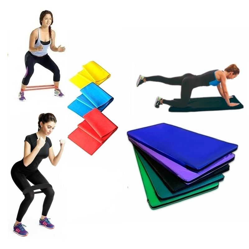 Set Gym Colchoneta Gimnasia + 5 Bandas Elasticas